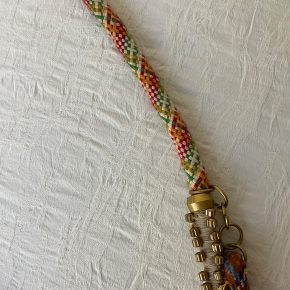 Anthropologie Multi Strand Thread & Bead Statement Necklace Brass Tone A… - Picture 8 of 9
